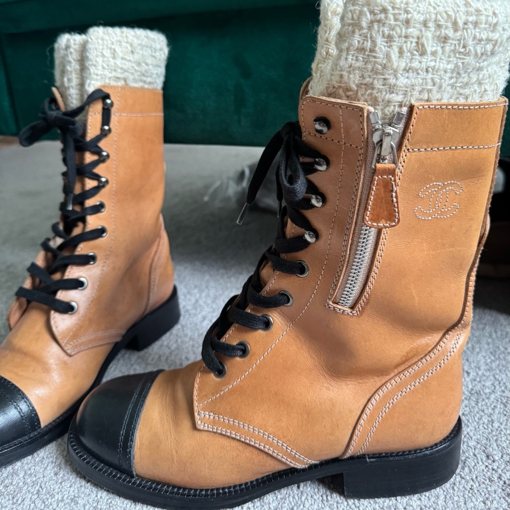 Chanel Tweed Top Black Toe boots - Picture 2 of 8